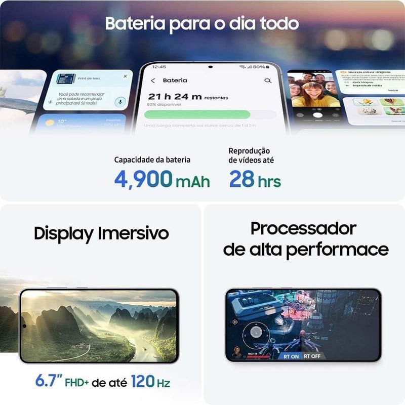 smartphone samsung s25 fe 128 gb azul tela 6.7" câmera 50mp 8gb ram