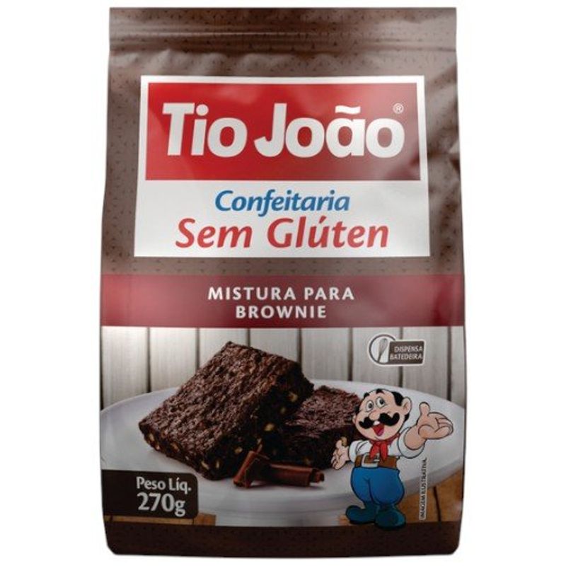 mistura para brownie tio joão confeitaria sem glúten 270g