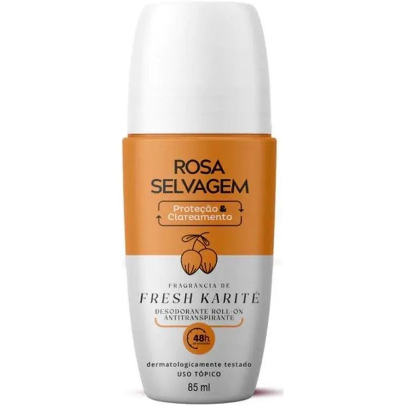 desodorante antitranspirante roll-on clareador rosa selvagem fresh karité 85ml