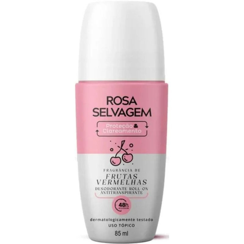 desodorante antitranspirante roll-on clareador rosa selvagem frutas vermelhas 85ml