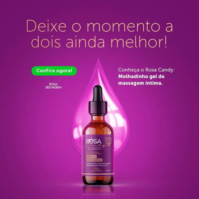 gel de massagem deslizante corporal rosa selvagem molhadinho rosa candy 30ml