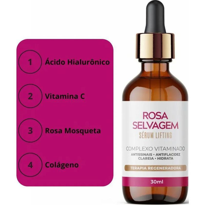 sérum lifting rosa selvagem complexo vitaminado 30ml