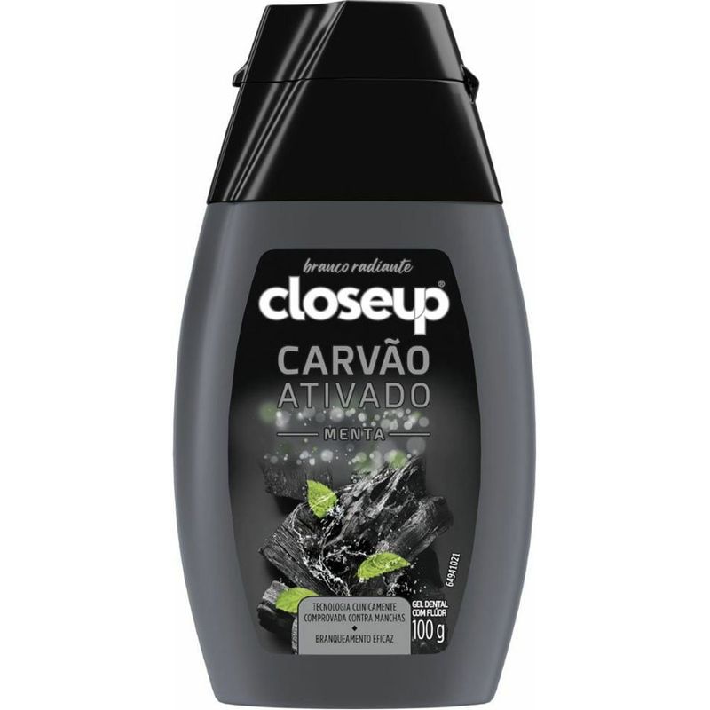 creme dental em gel closeup carvão ativado menta 100g
