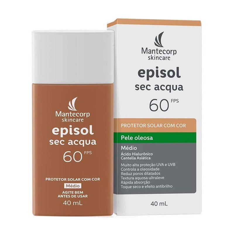 protetor solar facial episol sec acqua fps60 médio 40ml