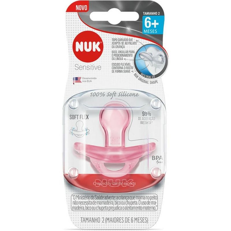 chupeta nuk sensitive soft rosa 6+