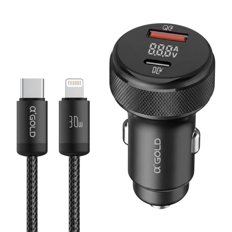 carregador veicular a'gold turbo usb-c ios 60w led (mp)