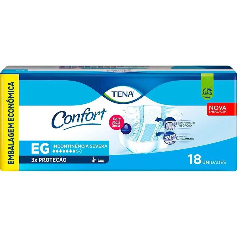 fralda geriátrica unissex tena confort eg absorção intensa 18 unidades