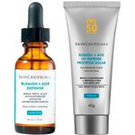 kit skinceuticals blemish + sérum facial age defense 30ml e protetor solar facial age uv defense fps 50 40g