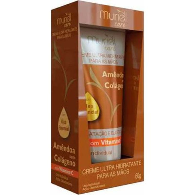 creme hidratante para mãos muriel amêndoa colágeno 60g