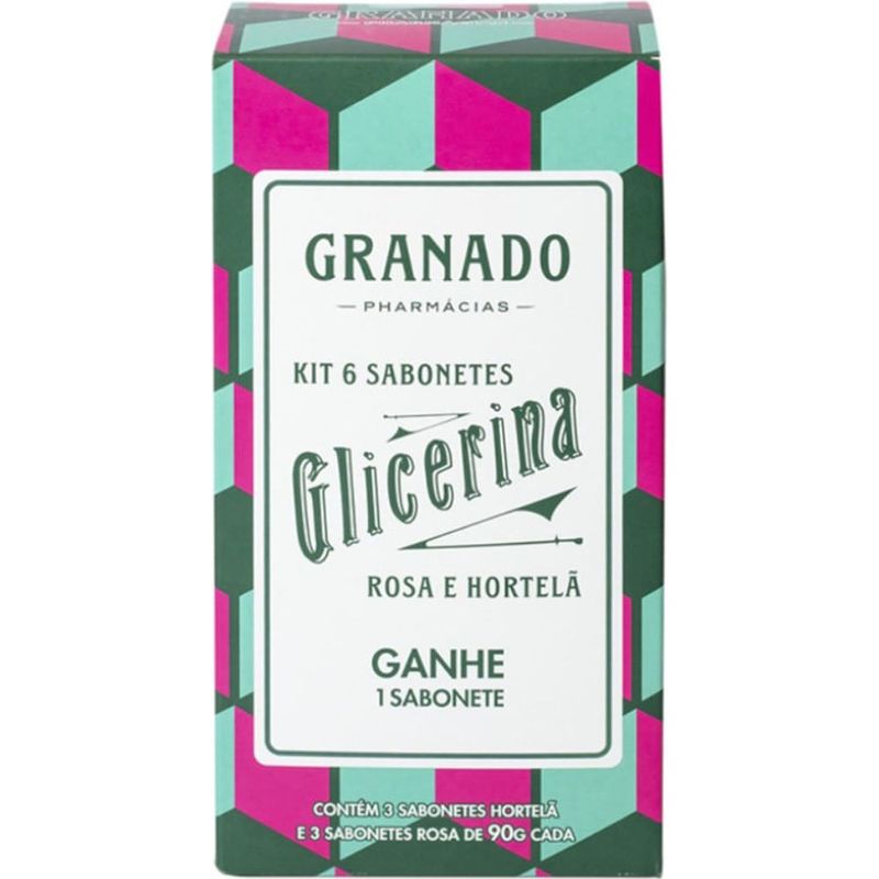 sabonetes em barra granado glicerina rosa e hortelã 6 unidades