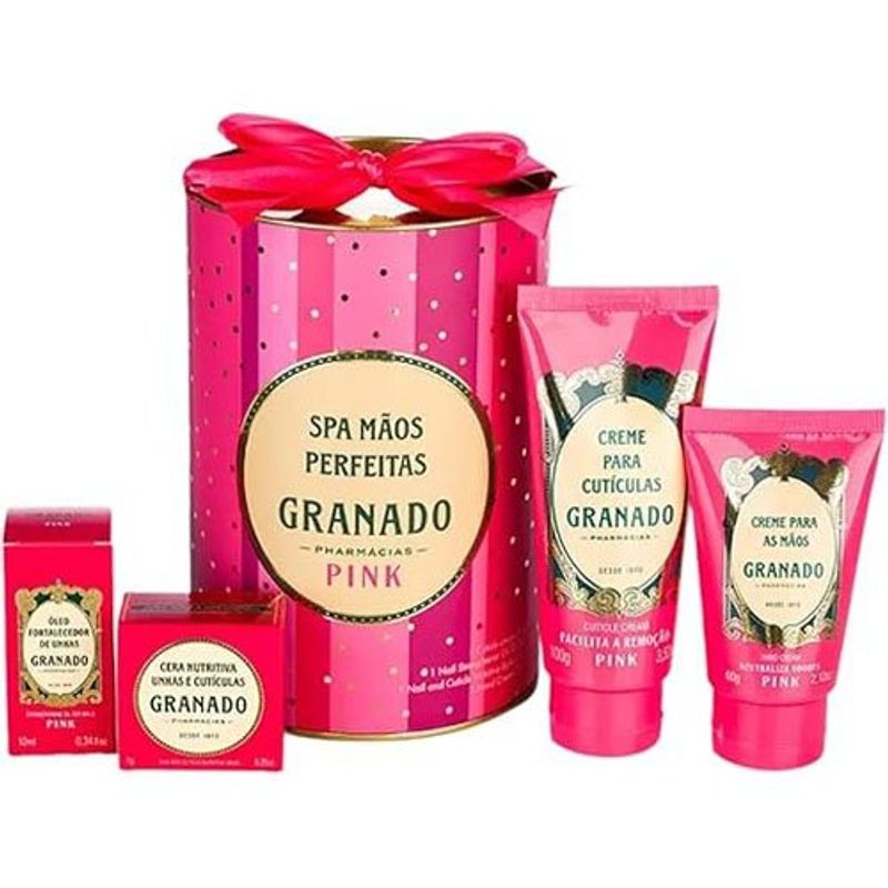 kit spa das mãos granado creme de cutículas + creme de mãos + cera + óleo fortalecedor