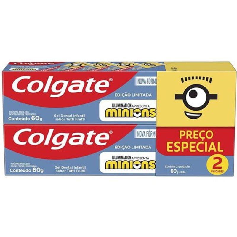 creme dental infantil colgate minions 2 unidades
