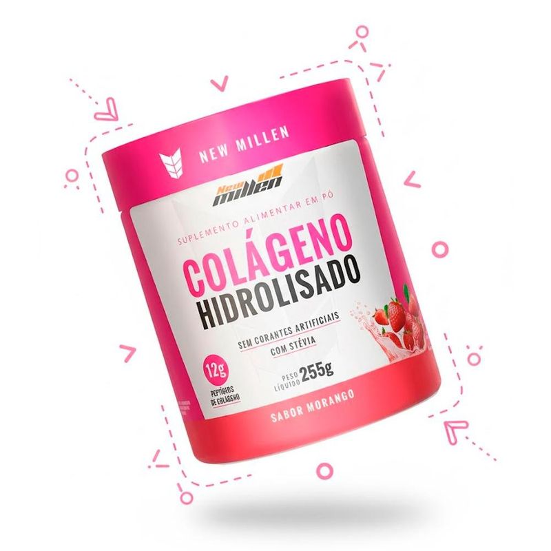 colágeno hidrolisado pó new millen morango 255g (mp)
