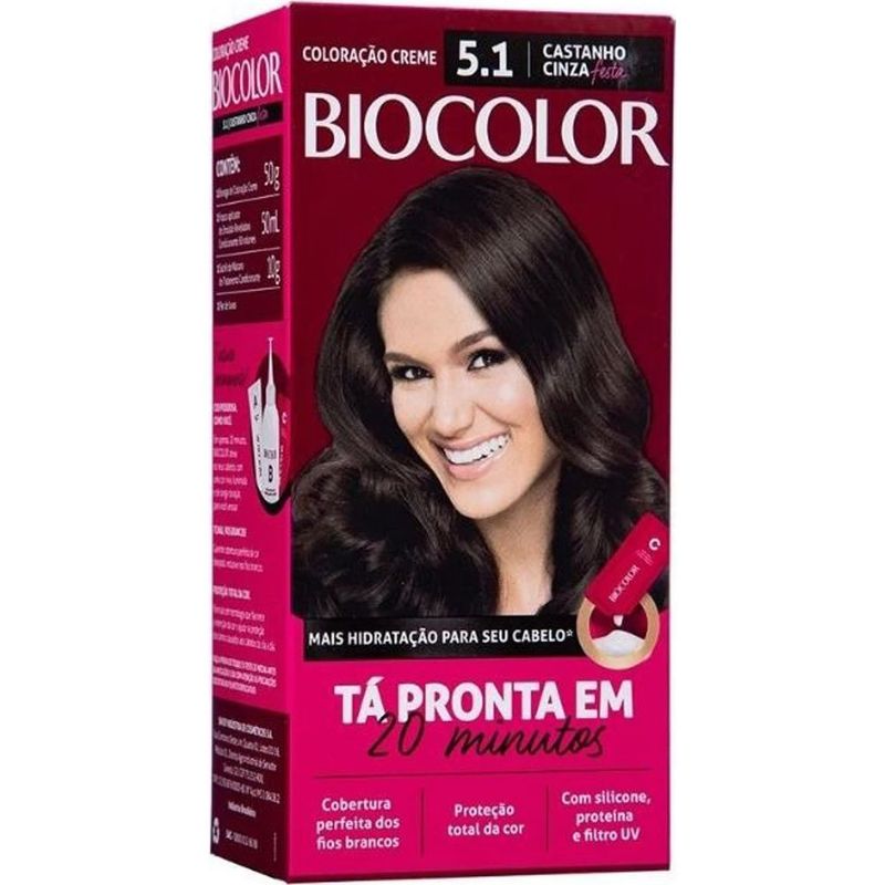 tintura para cabelo biocolor 5.1 castanho clinza festa