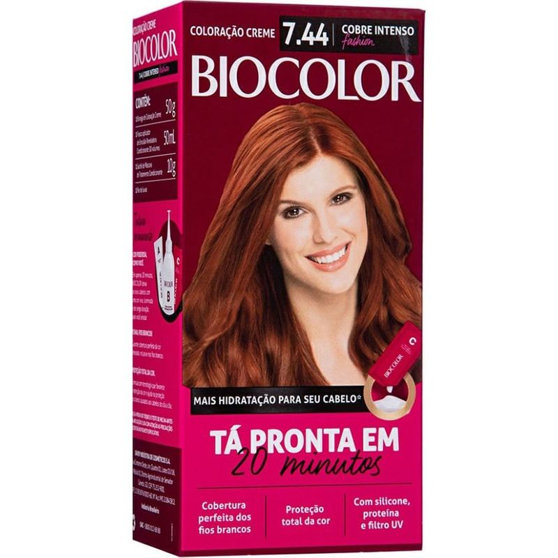 tintura para cabelo biocolor 7.44 cobre intenso fashion