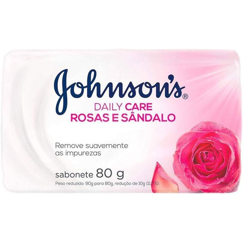 sabonete em barra johnsons daily care rosas e sândalo 80g