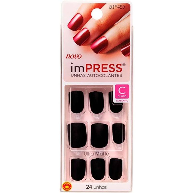 unha postiça autocolante mate impress born pretty curto 24 unidades