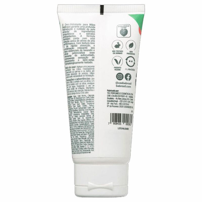 creme hidratante para mãos bebrasil vitamina e pullulan & resveratrol 60ml