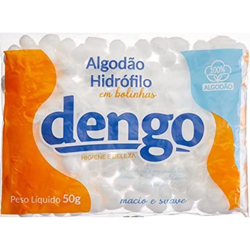 algodão hidrófilo em bolinhas dengo 50g