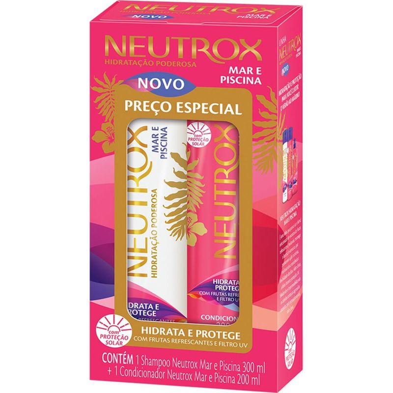 shampoo 300ml + condicionador 200ml mar e piscina neutrox