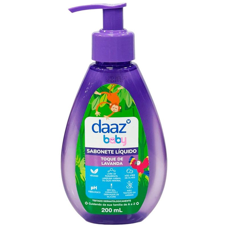 sabonete líquido daaz baby toque de lavanda 200ml