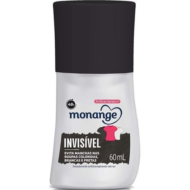 desodorante roll-on monange invisível, monange 60ml