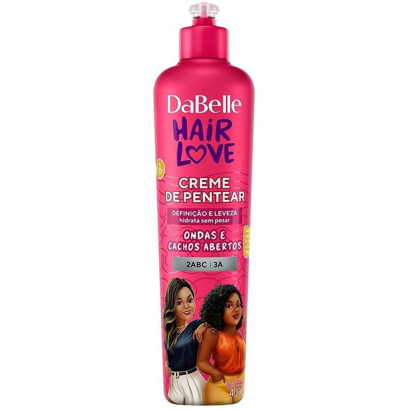 creme para pentear dabelle hair love ondas e cachos abertos 400g