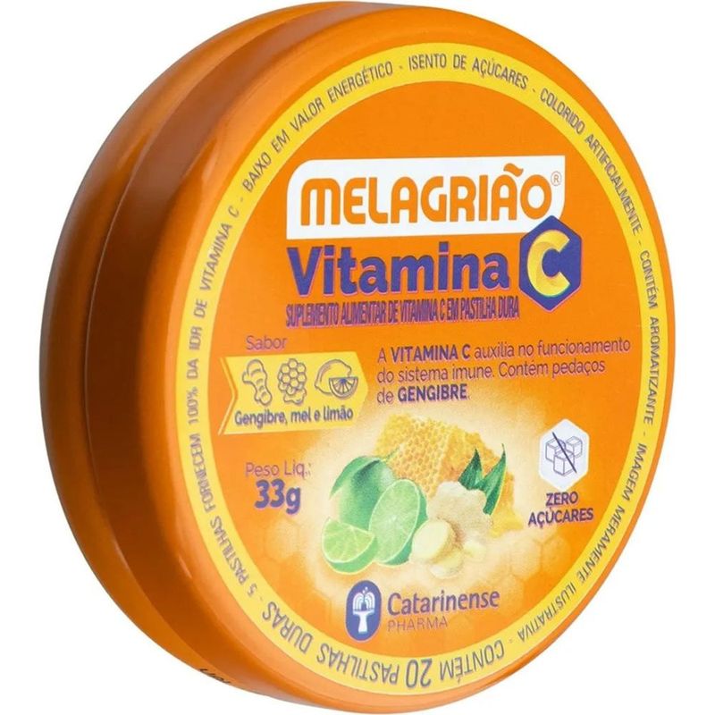 Pastilha Melagrião Vitamina C Gengibre Mel Limão 33g