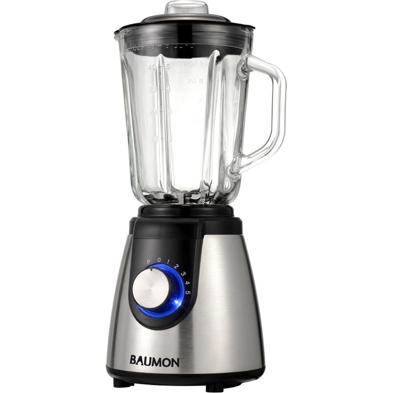liquidificador inox e copo de vidro 1,7 litros 1200w 127v baumon preto kp-1805
