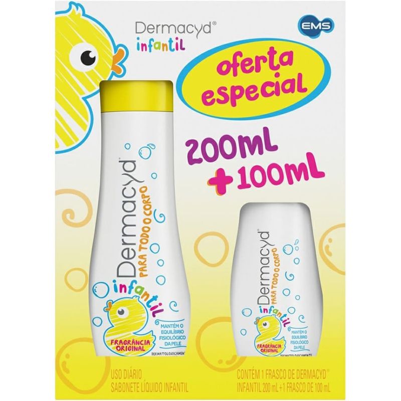sabonete líquido íntimo 200ml e sabonete líquido íntimo 100ml dermacyd infantil