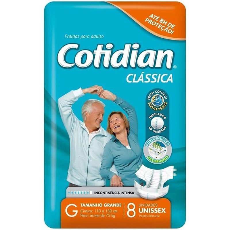 fralda adulto g cotidian clássica 8 unidades