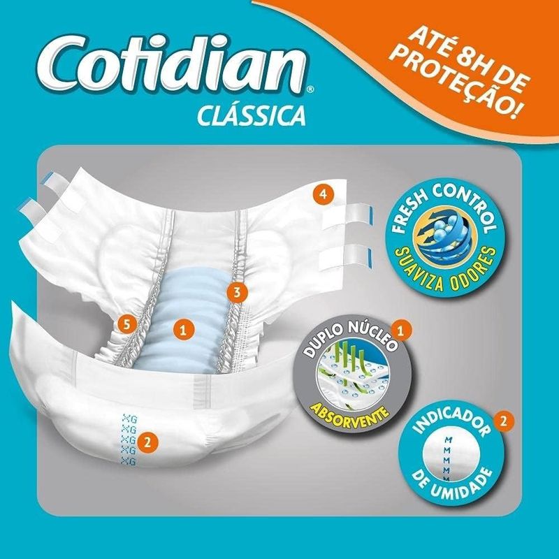 fralda adulto g cotidian clássica 8 unidades