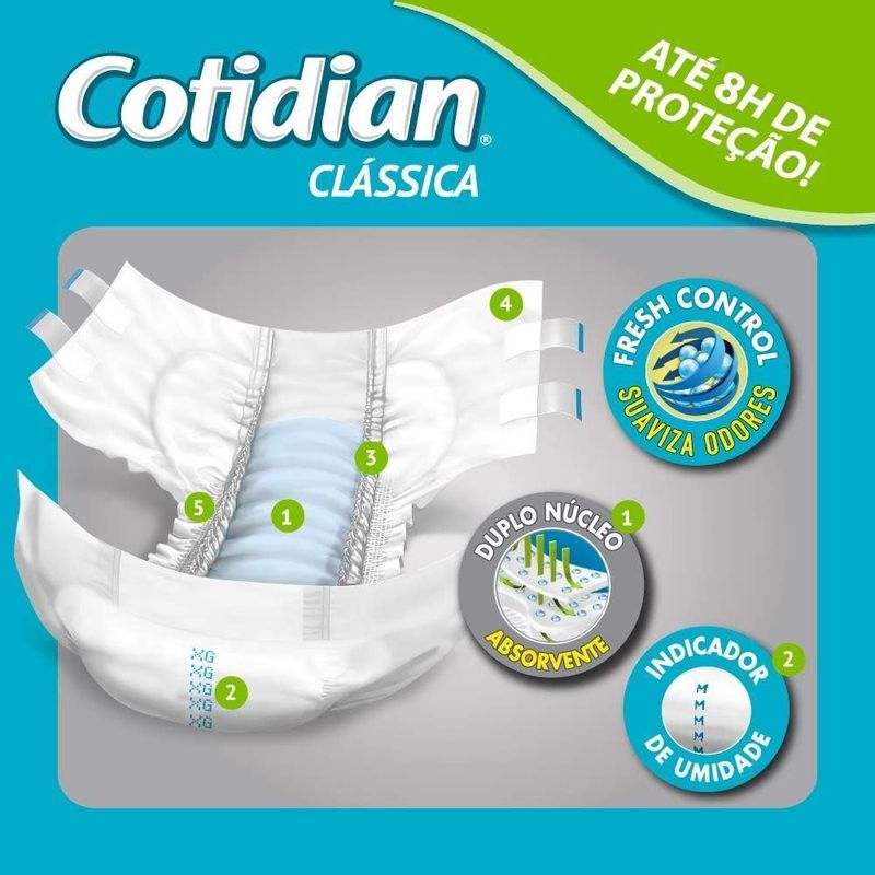 fralda adulto xg cotidian clássica 8 unidades