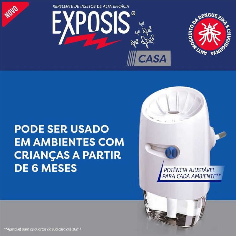 repelente elétrico líquido exposis casa aparelho + refil 32,9ml