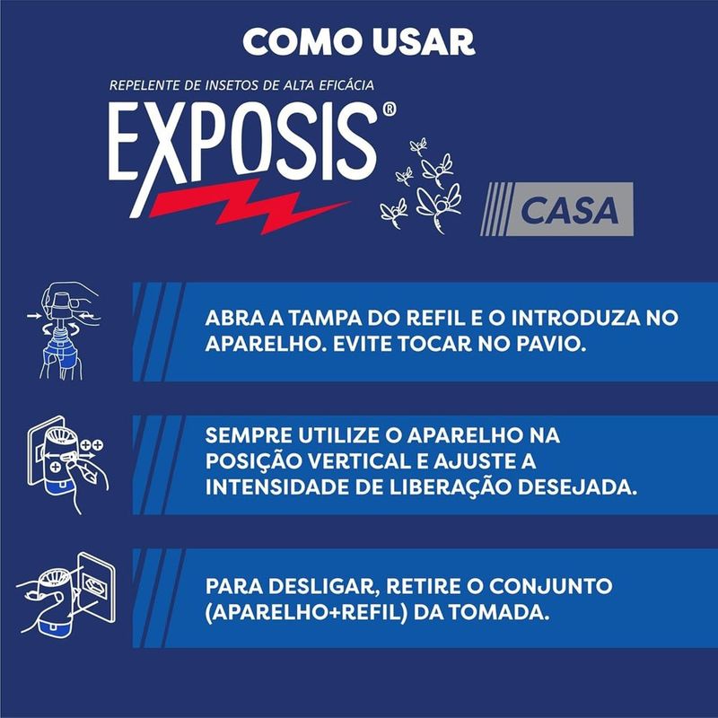 repelente elétrico líquido exposis casa aparelho + refil 32,9ml