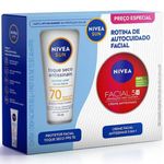 kit nivea sun rotina de autocuidado facial protetor solar fps70 40ml + creme antissinais 100g