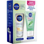 kit nivea rotina de autocuidado facial protetor solar fps 70 40ml + sabonete em gel 150g