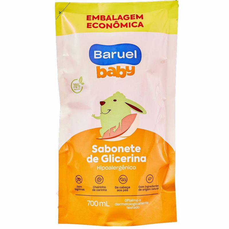 sabonete infantil líquido baruel baby glicerina refil 700ml