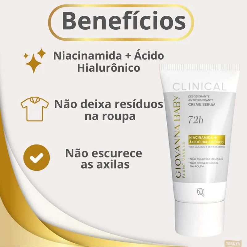 desodorante antiperspirante creme sérum giovanna baby clinical blanc vanilla 60g