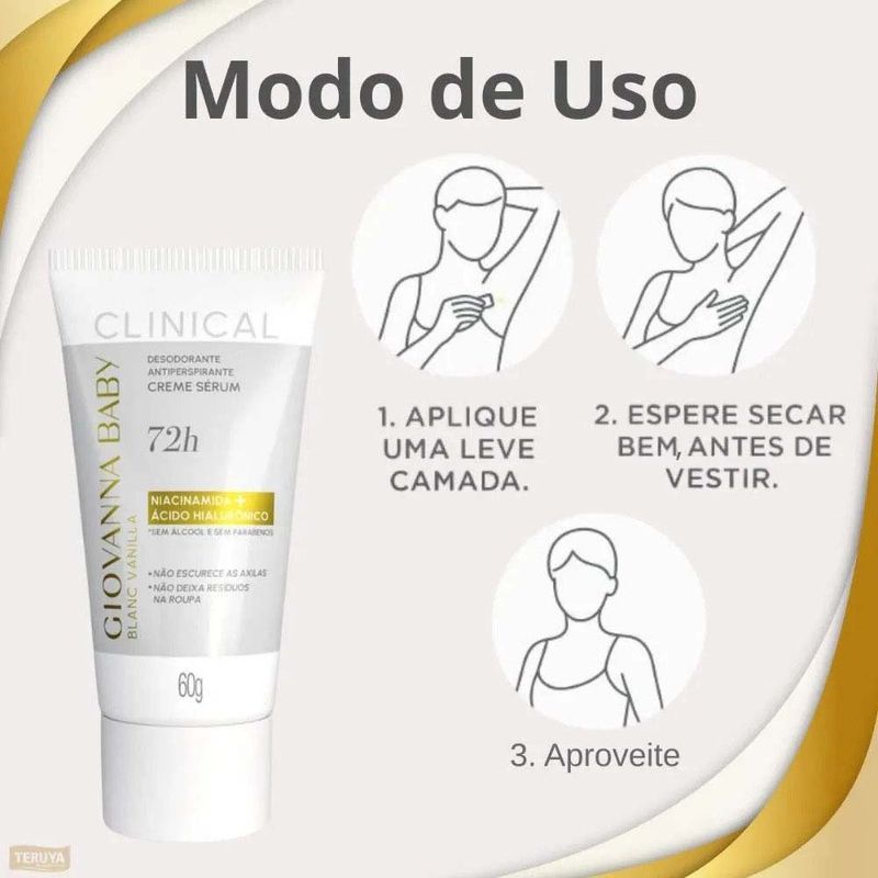 desodorante antiperspirante creme sérum giovanna baby clinical blanc vanilla 60g