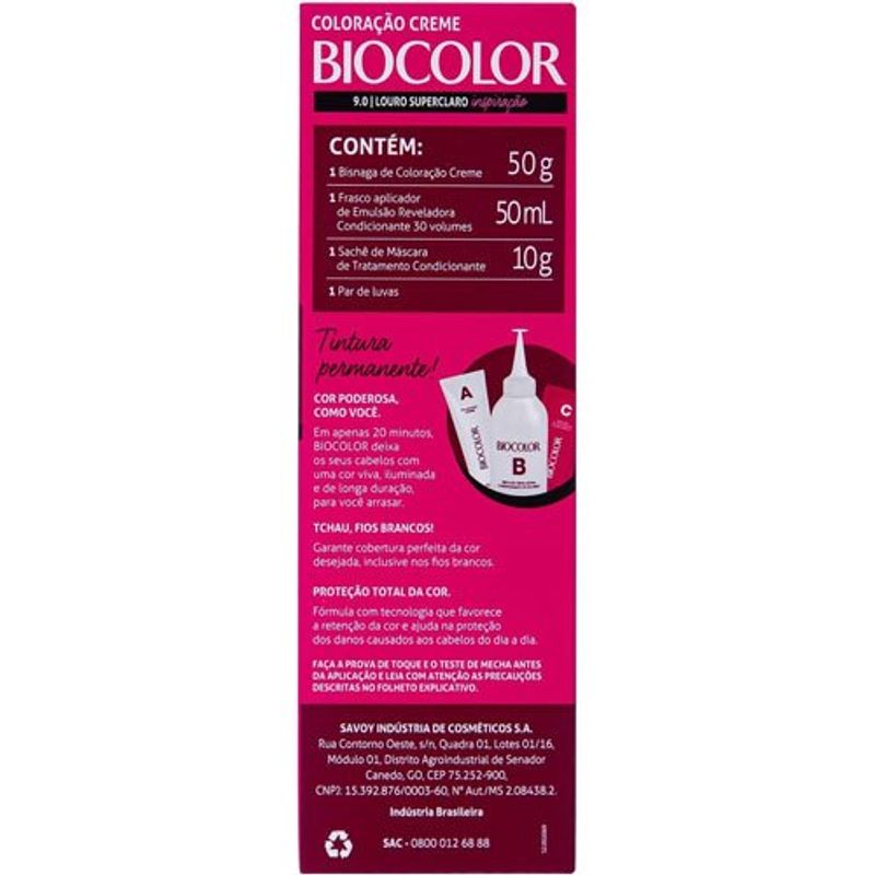 tinta para cabelo biocolor super louro abusado 9.0