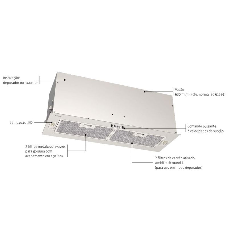 coifa de embutir tramontina incasso 127v inox 95800015
