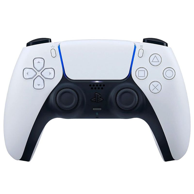 controle sem fio playstation 5 sony dualsense branco e preto (rcell)