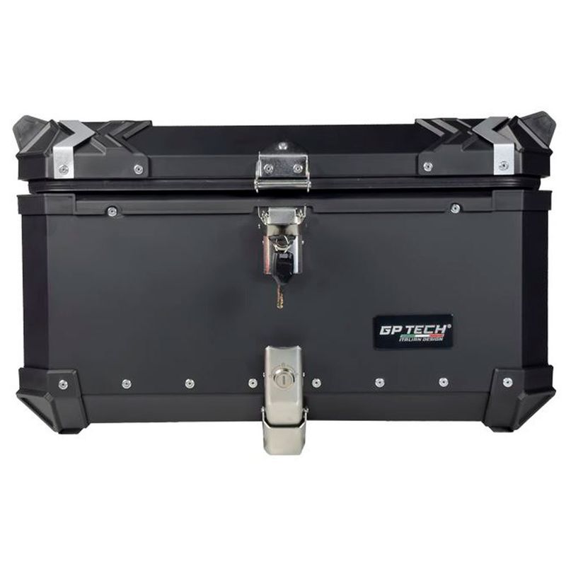 baú moto traseiro gp tech alumínio 65 litros preto (mp)