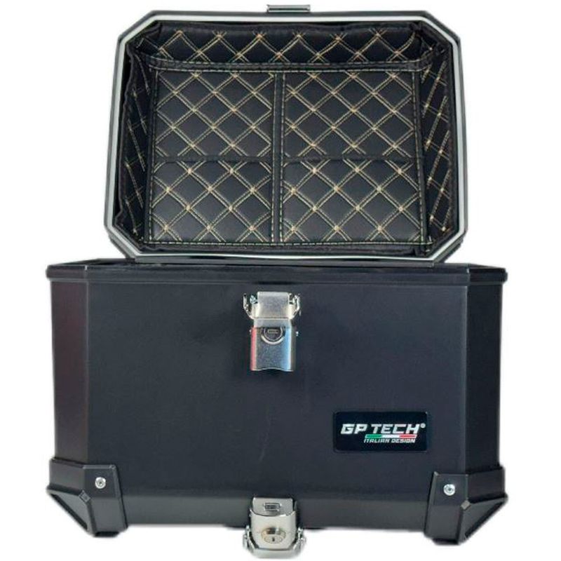baú moto traseiro gp tech alumínio 65 litros preto (mp)