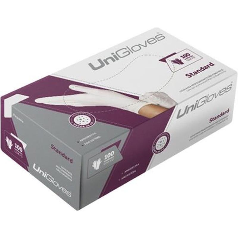 luva latex uniglovres tamanho m 100 unidades
