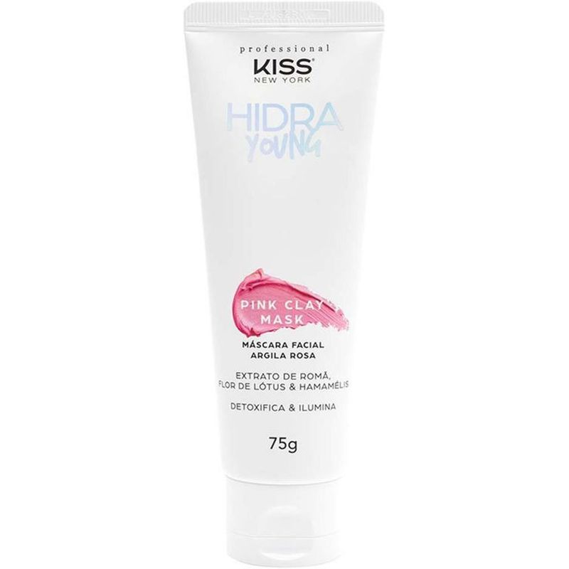 máscara facial argila rosa kiss new york hidra young 75g