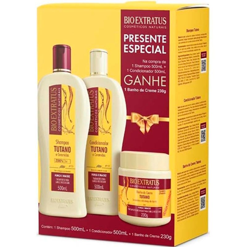 kit bio extratus tutano shampoo 500ml + condicionador 500ml + banho de creme 230g