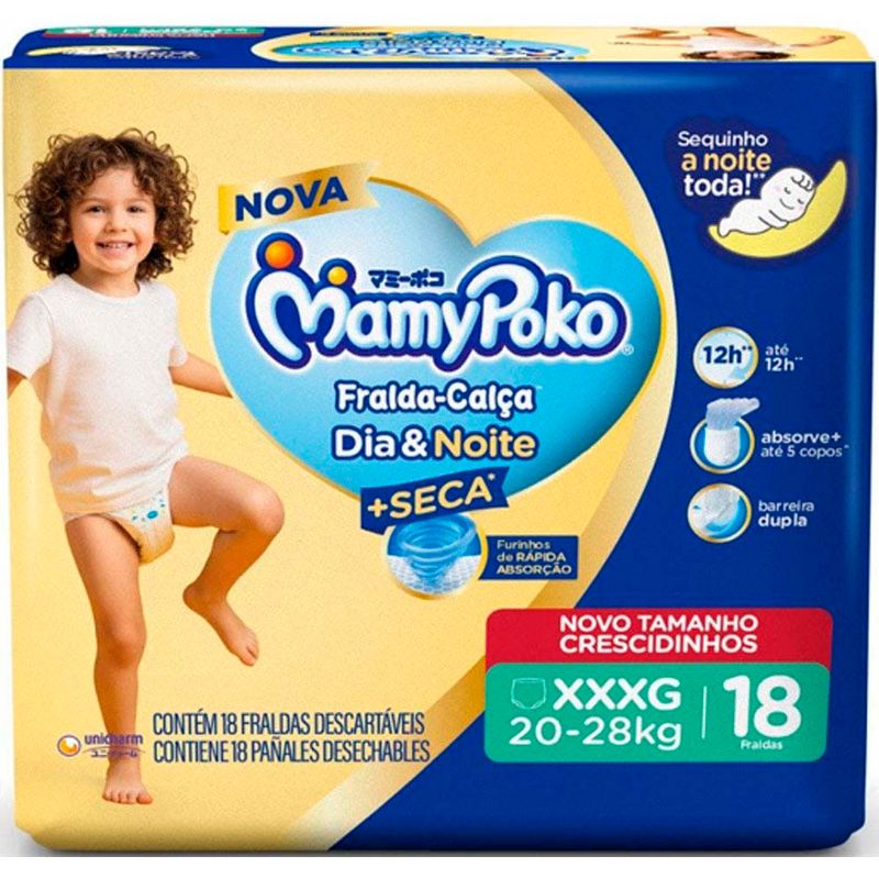fralda-calça mamypoko dia & noite xxxg 18 unidades