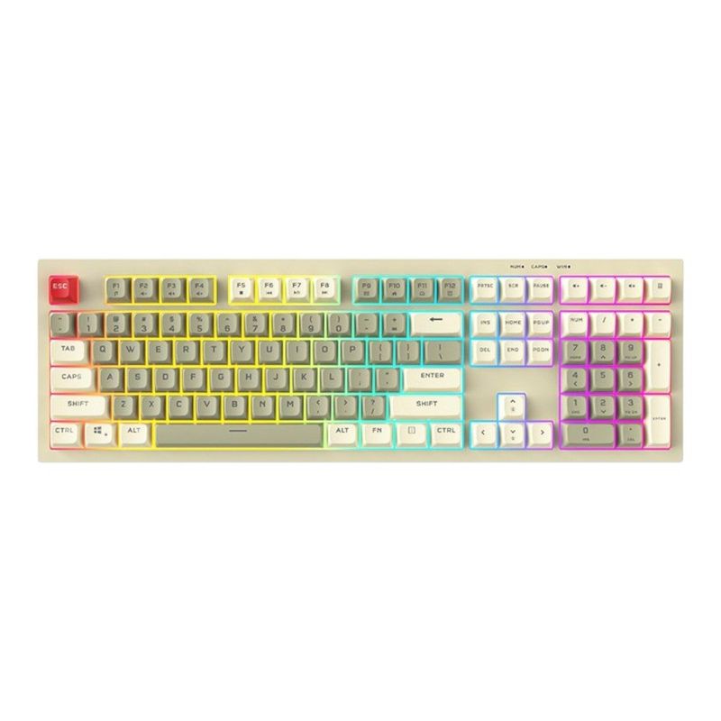 teclado gamer aigo usb-c mecânico rgb fg108 retrô cinza (mp)